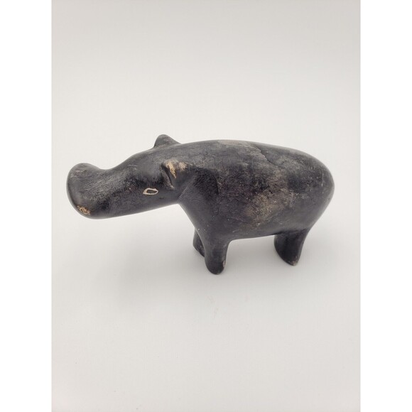 Other - Hand Carved Soapstone Hippopotamus Figurine Made In Kenya 4" Silly Eyes Folk Art